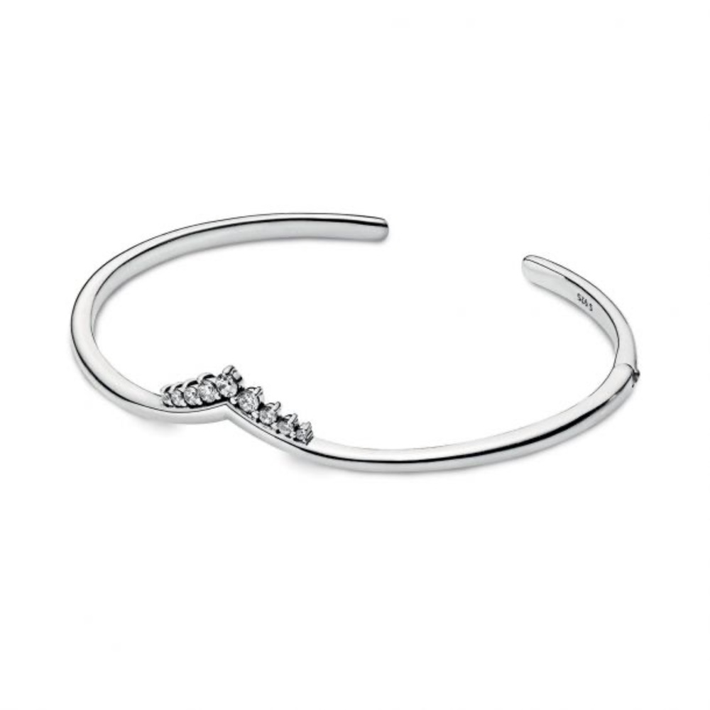 S⭕️LD‼️New Pandora Tiara Wishbone Open Bangle Bracelet - Picture 9 of 9